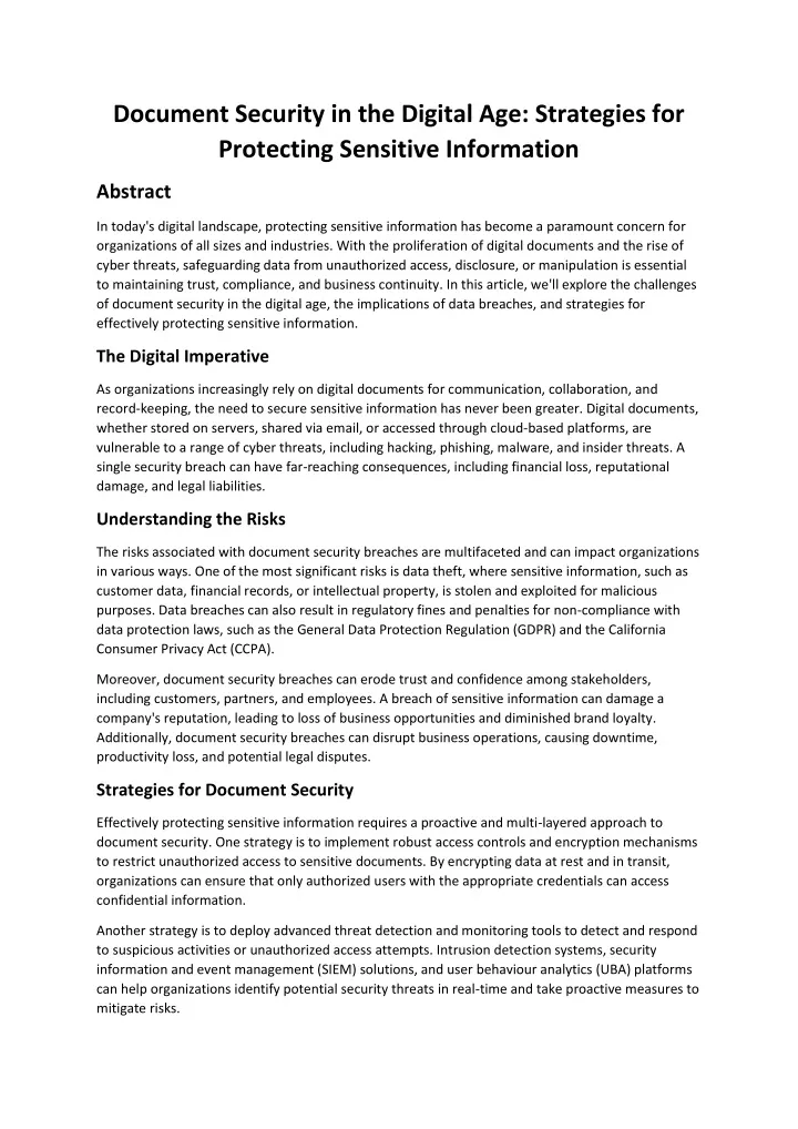 document security in the digital age strategies