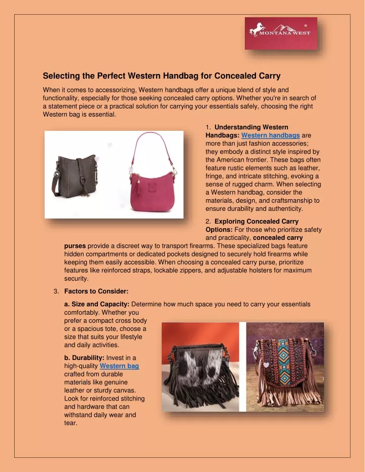 selecting the perfect western handbag