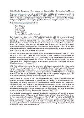 virtual reality companies sony japan and oculus