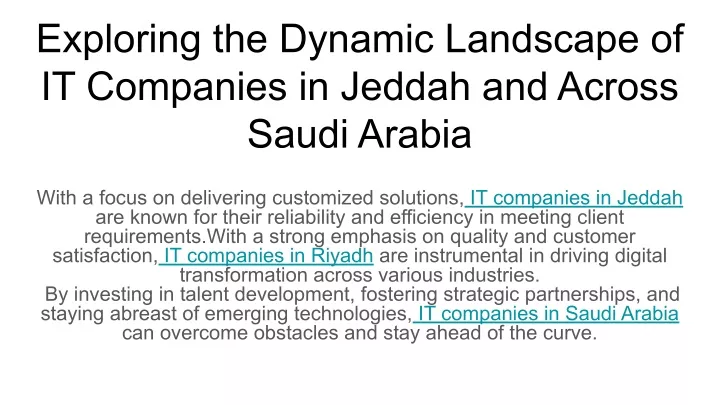 exploring the dynamic landscape of it companies