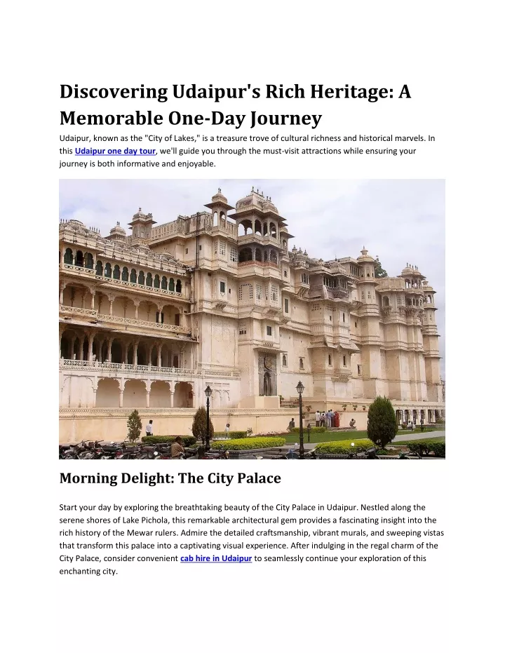 discovering udaipur s rich heritage a memorable