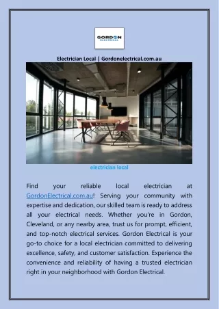 The Local Electrician | Gordonelectrical.com.au