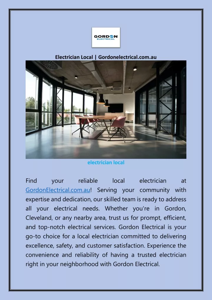 electrician local gordonelectrical com au