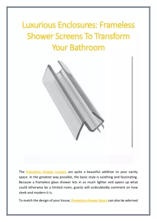 Luxurious Enclosures Frameless Shower Screens To Transform Your Bathroom