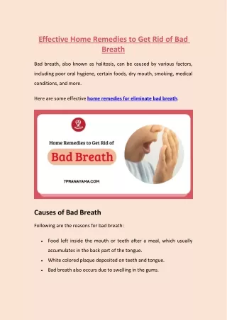 Effective Home Remedies to Get Rid of Bad Breath