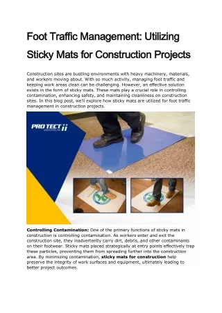 Foot Traffic Management: Utilizing Sticky Mats for Construction Projects