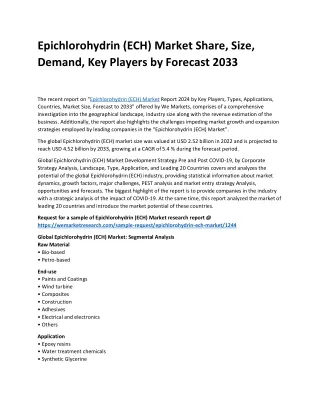 epichlorohydrin ech market share size demand