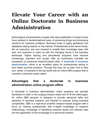 Obtain an Online Doctorate in Business Administration to Advance Your Career