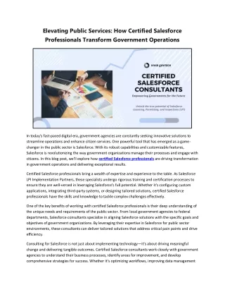 How Certified Salesforce Professionals Transform Government Operations