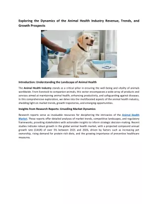 exploring the dynamics of the animal health