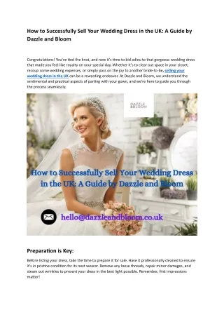 How to Successfully Sell Your Wedding Dress in the UK