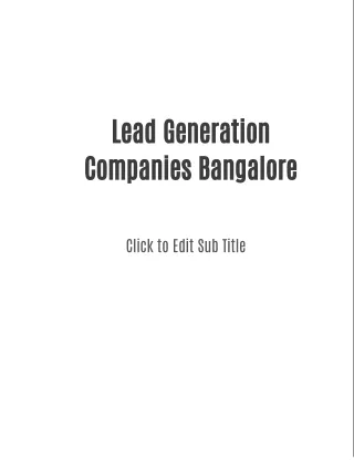 Lead Generation Companies Bangalore