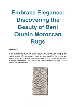 Embrace Elegance_ Discovering the Beauty of Beni Ourain Moroccan Rugs