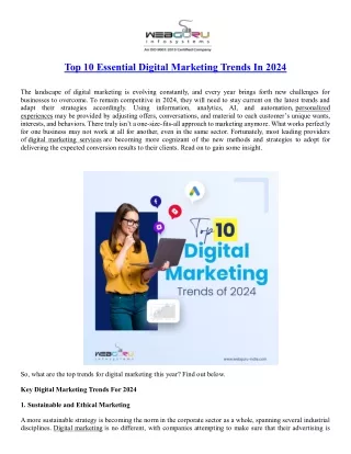 Top 10 Essential Digital Marketing Trends In 2024