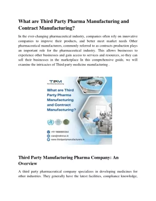 What are third party pharma manufacturing and contract manufacturing (1)