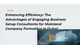 Enhancing Efficiency_ The Advantages of Engaging Business Setup Consultants for Mainland Company Formation in Dubai