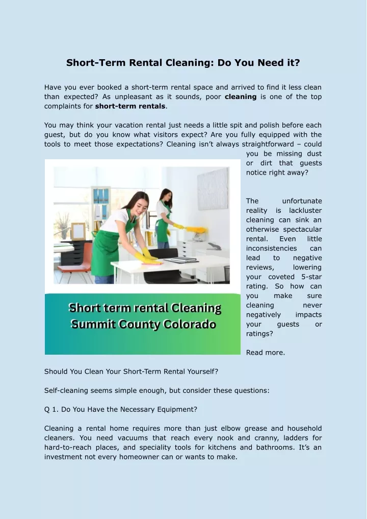 short term rental cleaning do you need it