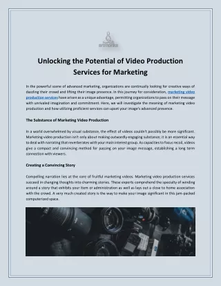 Unlocking the Potential of Video Production Services for Marketing