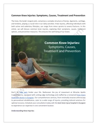 Common Knee Injuries Symptoms Causes Treatment and Prevention