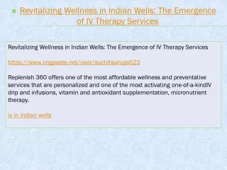 Revitalizing Wellness in Indian Wells The Emergence of IV Therapy Services