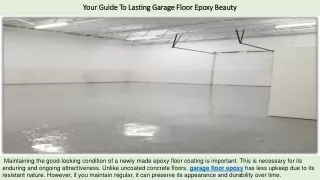Your Guide To Lasting Garage Floor Epoxy Beauty