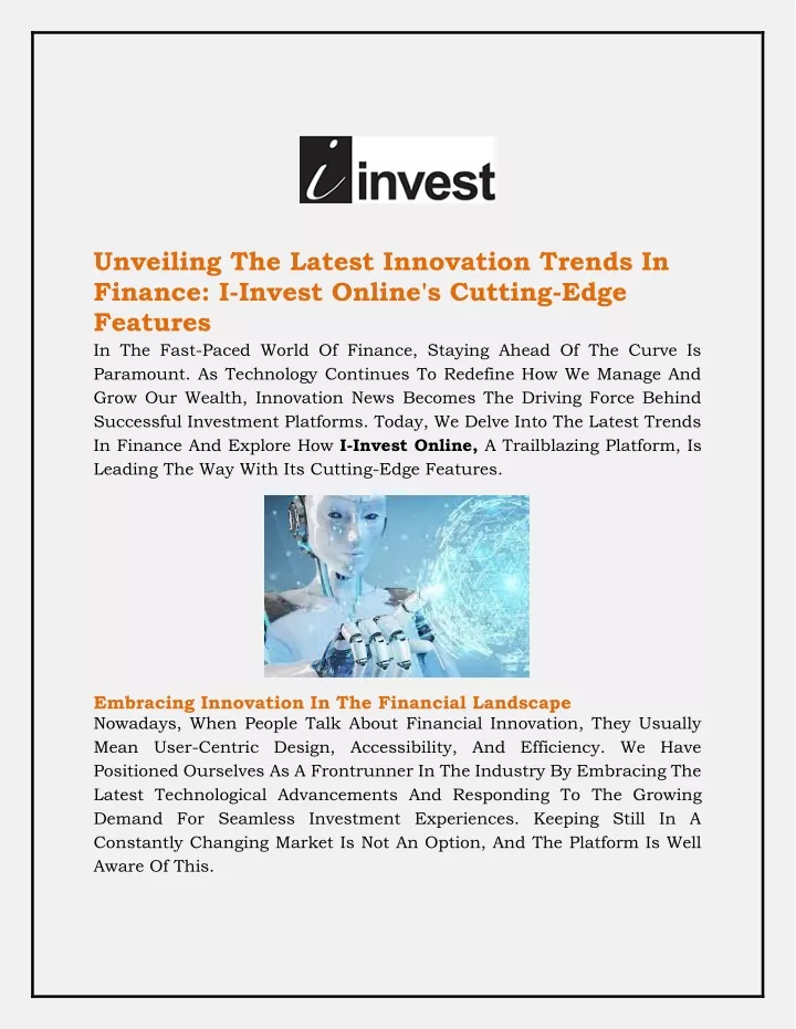 unveiling the latest innovation trends in finance