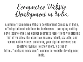 Ecommerce Website Development in India