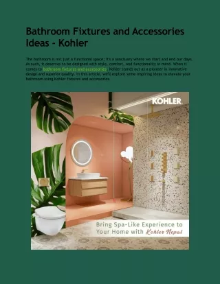 Bathroom Fixtures and Accessories Ideas - Kohler