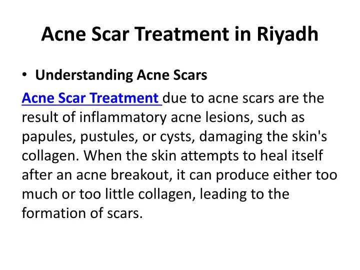 acne scar treatment in riyadh