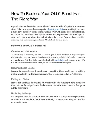 how to restore your old 6 panel hat the right way