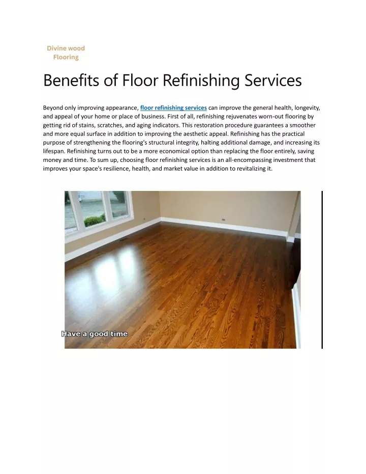 benefits of floor refinishing services