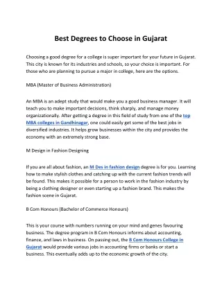 best degrees to choose in gujarat
