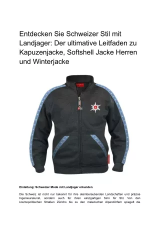 Entdecken Sie Schweizer Stil mit Landjager - Der ultimative Leitfaden zu Kapuzenjacke, Softshell Jacke Herren und Winter