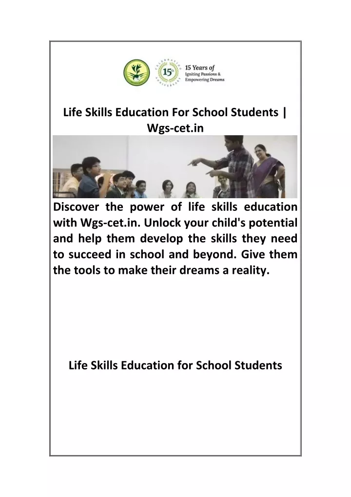 life skills education for school students