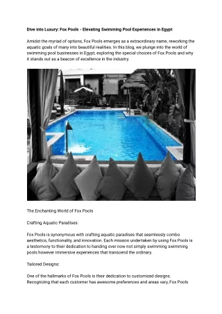 Diving into Excellence_ Fox Pools — Setting the Standard Among Swimming Pool Companies in Egypt