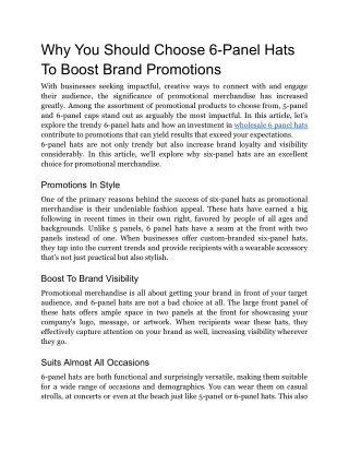 why you should choose 6 panel hats to boost brand