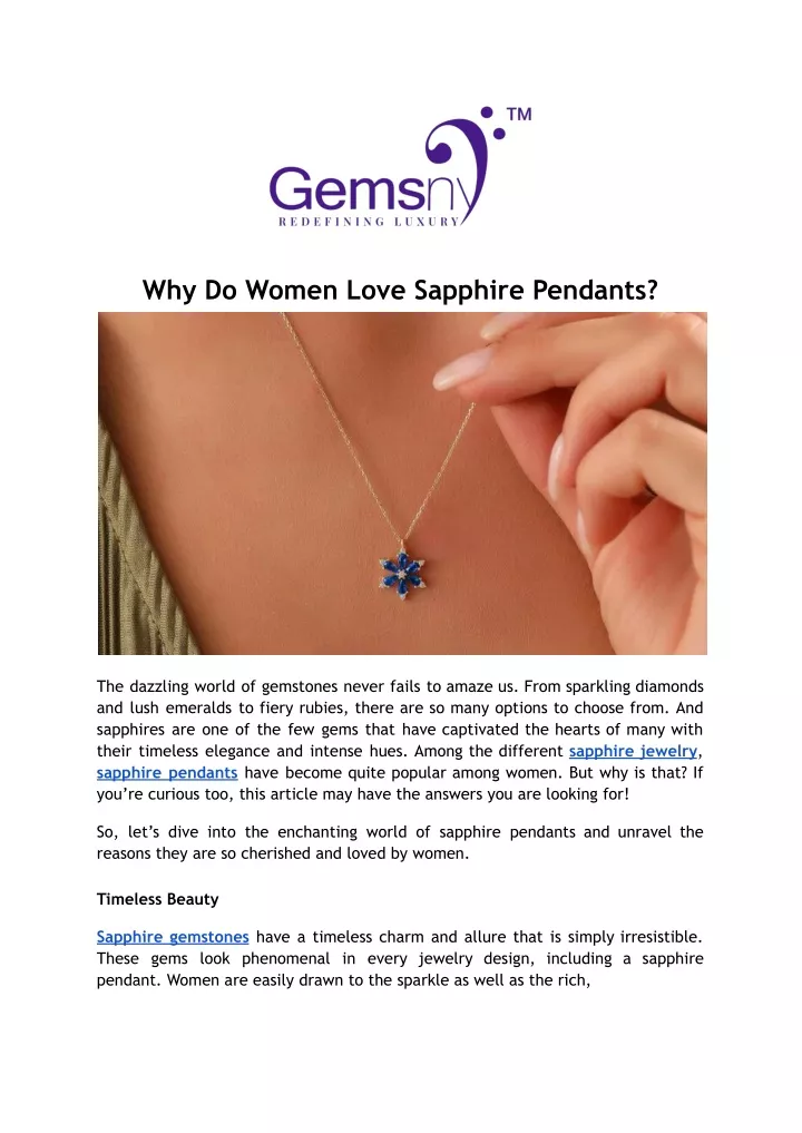 why do women love sapphire pendants