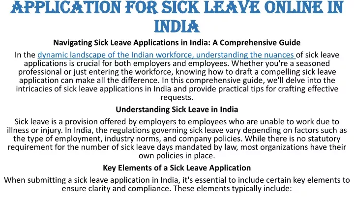 application for sick leave online in india