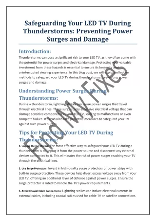 Safeguarding Your LED TV During Thunderstorms: Preventing Power Surges and Damag