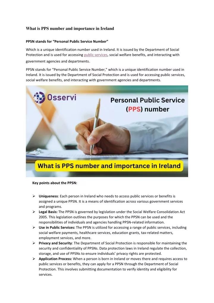 what is pps number and importance in ireland