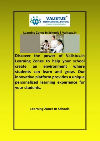 Learning Zones In Schools Valistus in