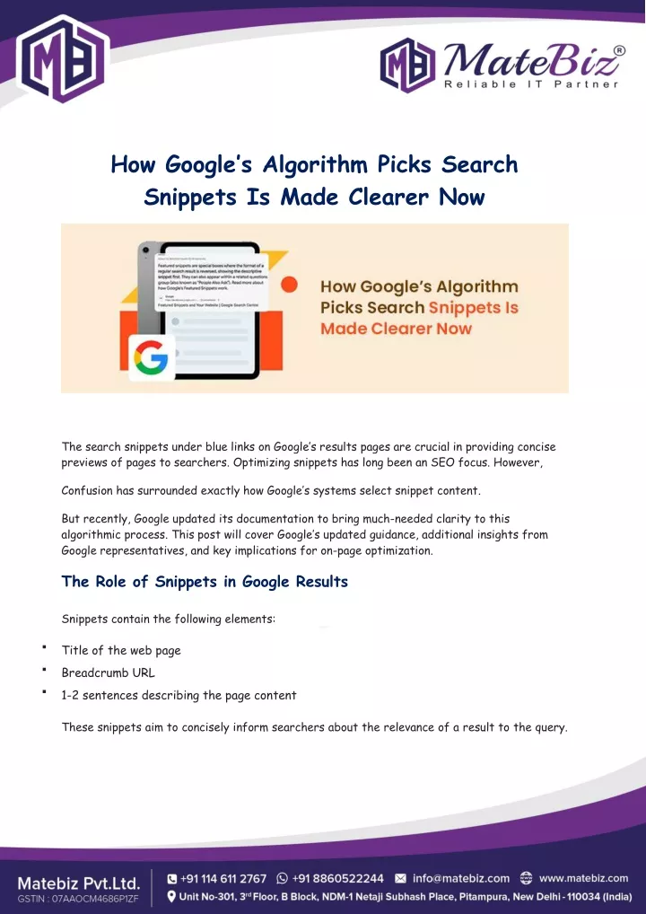 how google s algorithm picks search snippets