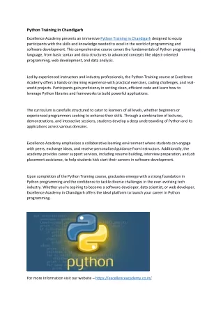 Python Training in Chandigarh