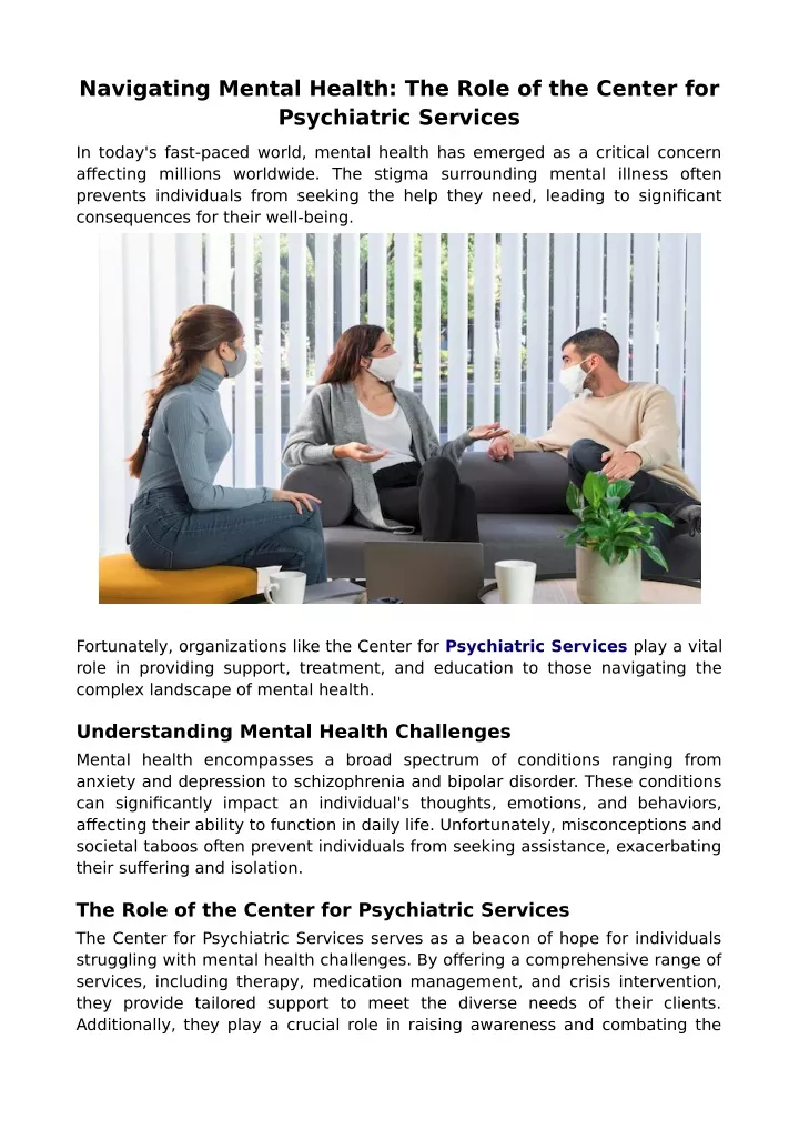 navigating mental health the role of the center