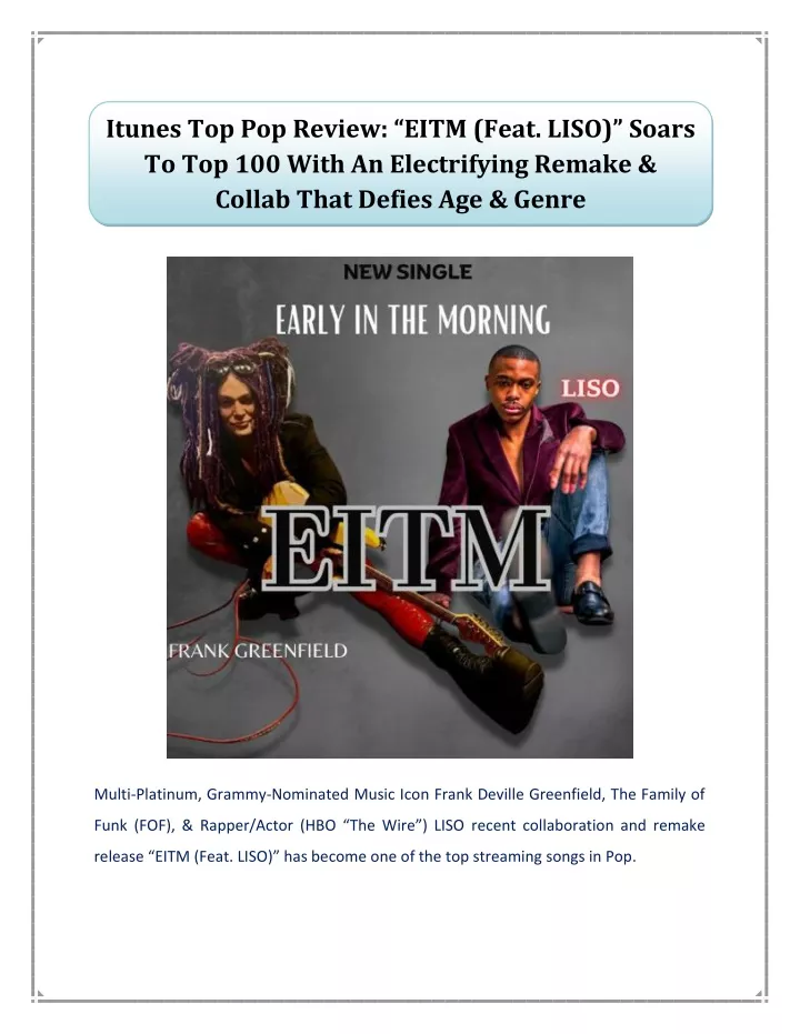itunes top pop review eitm feat liso soars