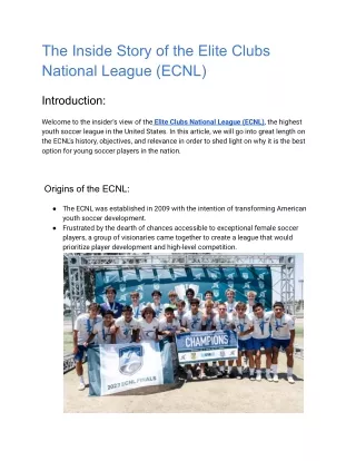 The Inside Story of the Elite Clubs National League (ECNL)