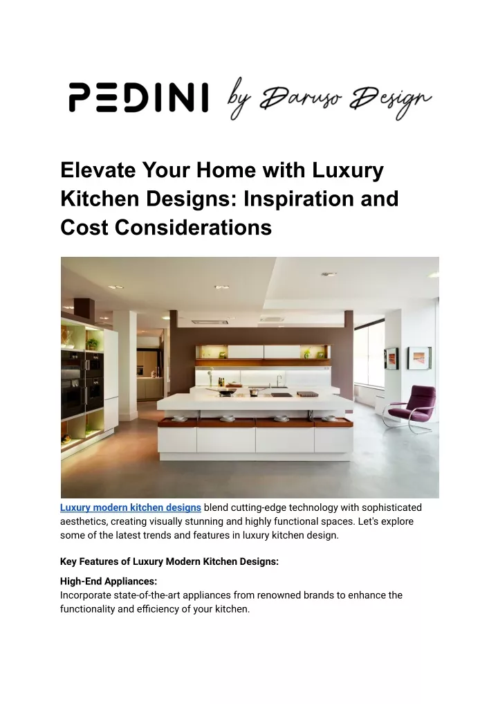 elevate your home with luxury kitchen designs