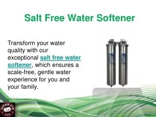 Salt Free Water Softener