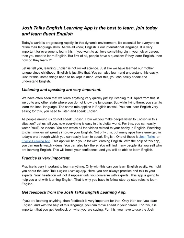 josh talks english learning app is the best