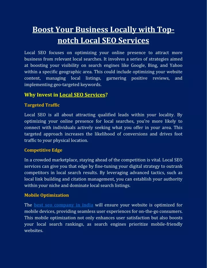boost your business locally with top notch local